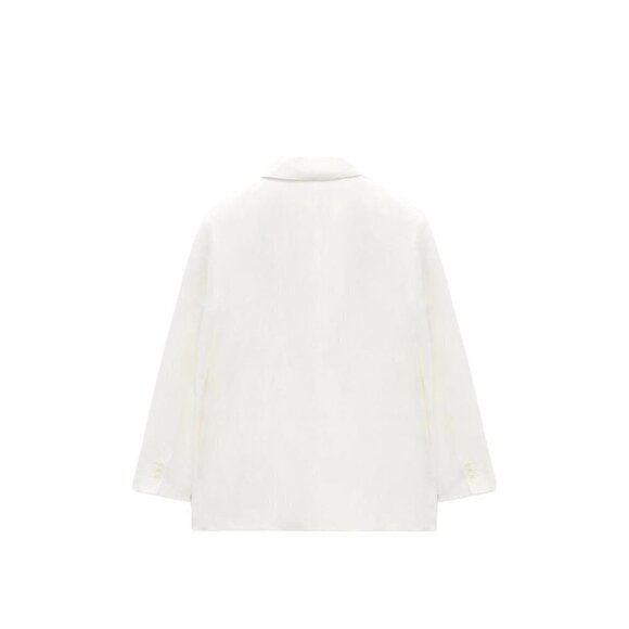 ZARA LINEN BLEND DOUBLE BREASTED BLAZER ECRU SIZE XS | 2753/225 - Picture 2 of 4